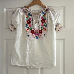 Vintage folk Embroidered White Blouse